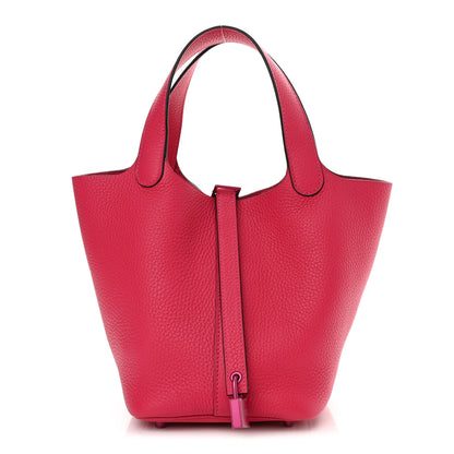 Hermes Taurillon Clemence Monochrome Picotin Lock 18 PM Rose Mexico 1 of 10
