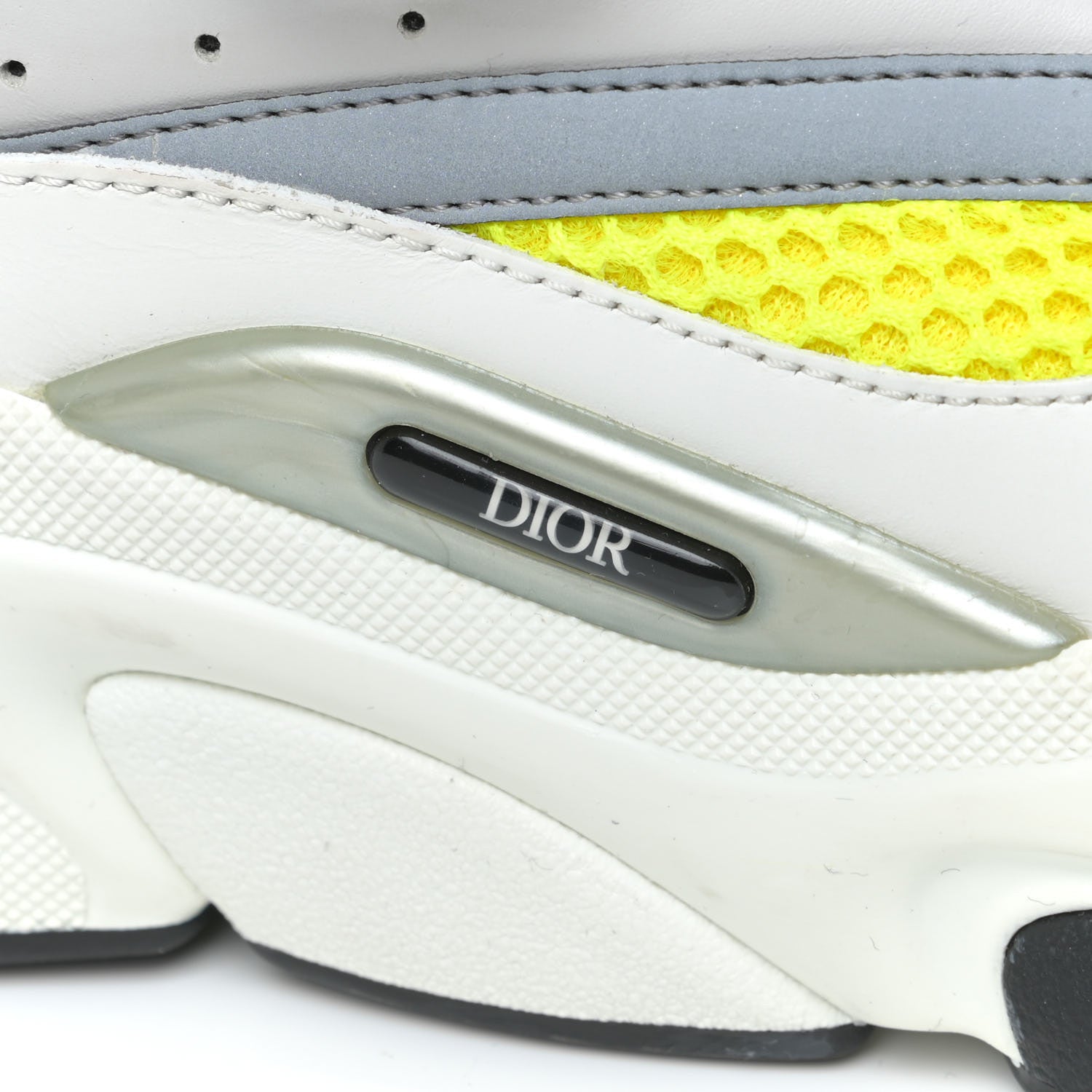 Christian Dior Technical Mesh Calfskin Mens B22 Sneakers 43 White Yellow 15 of 18