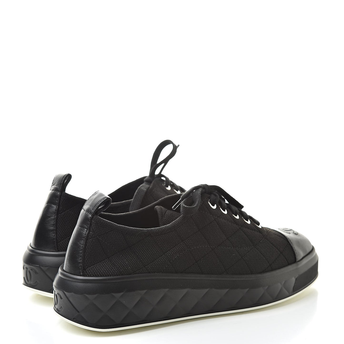 Canvas Quilted Cap Toe Sneakers 38 Black