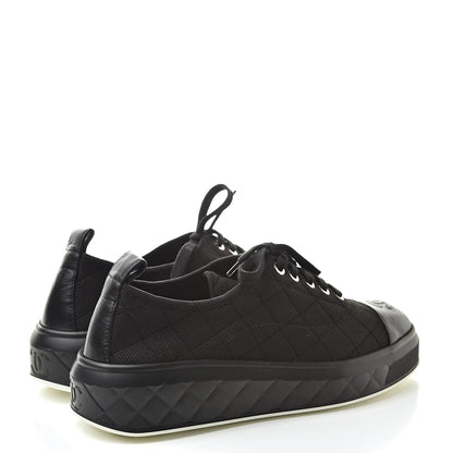 Chanel Canvas Quilted Cap Toe Sneakers 38 Black 4 of 8