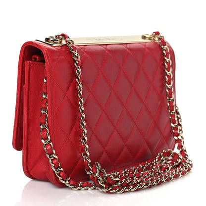Chanel Lambskin Quilted Trendy CC Wallet On Chain WOC Red 3 of 12