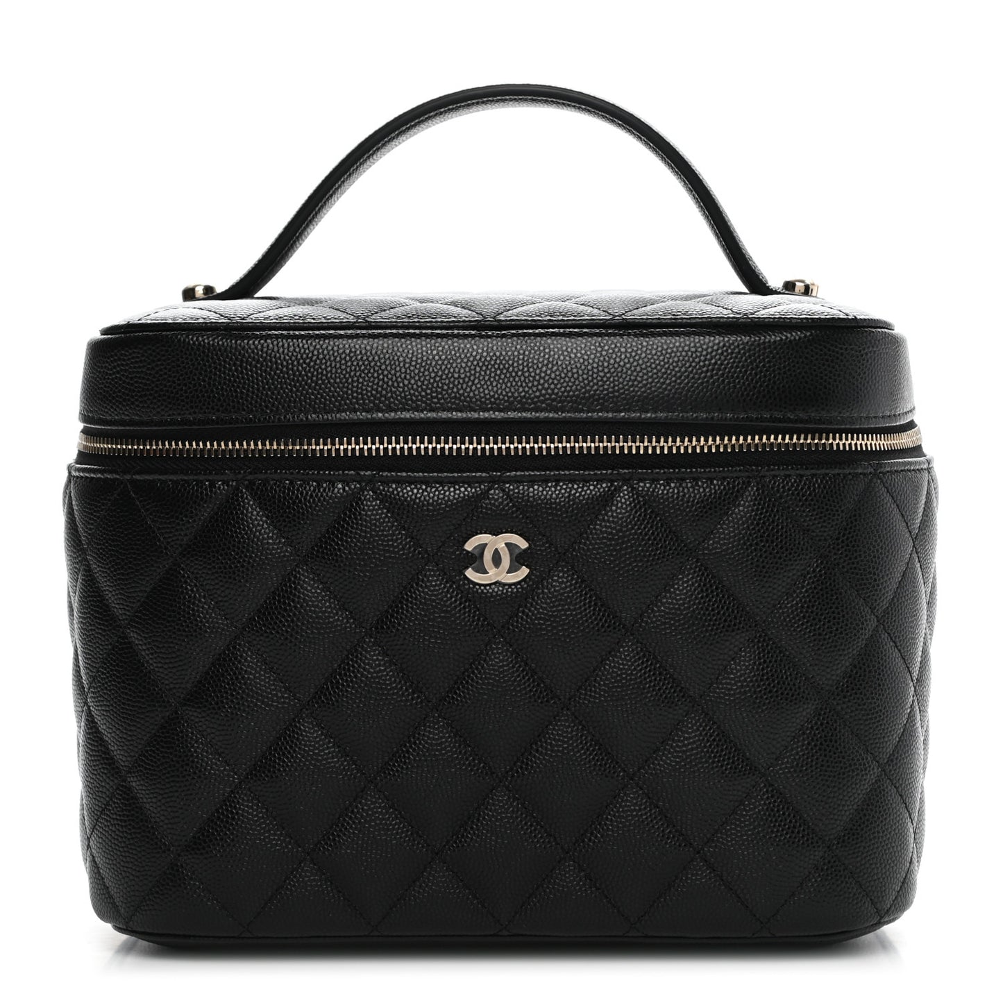 Caviar Quilted Large Vanity Pouch Black