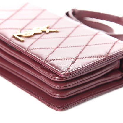 Saint Laurent Lambskin Diamond Quilted Angie Chain Bag Burgundy 6 of 13