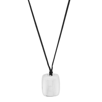 Tiffany Sterling Silver Elsa Peretti Square Pendant Silk Cord Necklace 1 of 5