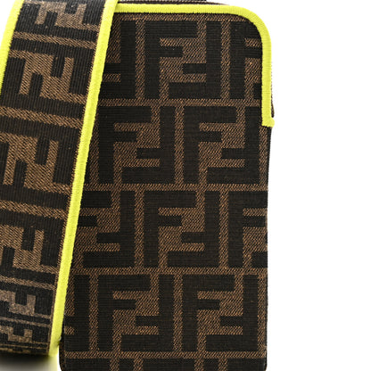 Fendi Fabric Jacquard FF 1974 Cell Pocket Strap You Tobacco Moro Giallo Fluo 7 of 10