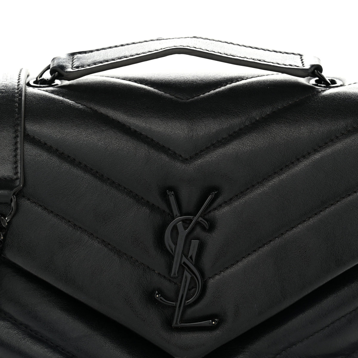 Saint Laurent Calfskin Y Quilted Monogram Monochrome Small Loulou Chain Satchel Black 8 of 15