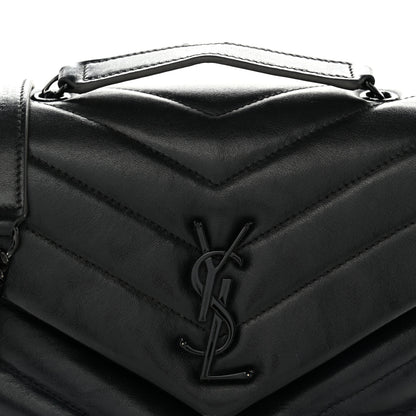 Saint Laurent Calfskin Y Quilted Monogram Monochrome Small Loulou Chain Satchel Black 8 of 15