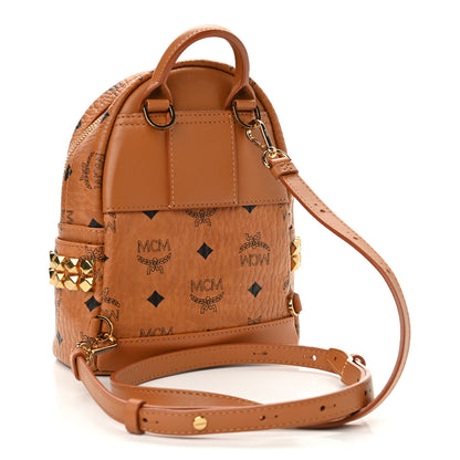 MCM Visetos Side Stud X-Mini Stark Bebe Boo Backpack Cognac 2 of 10