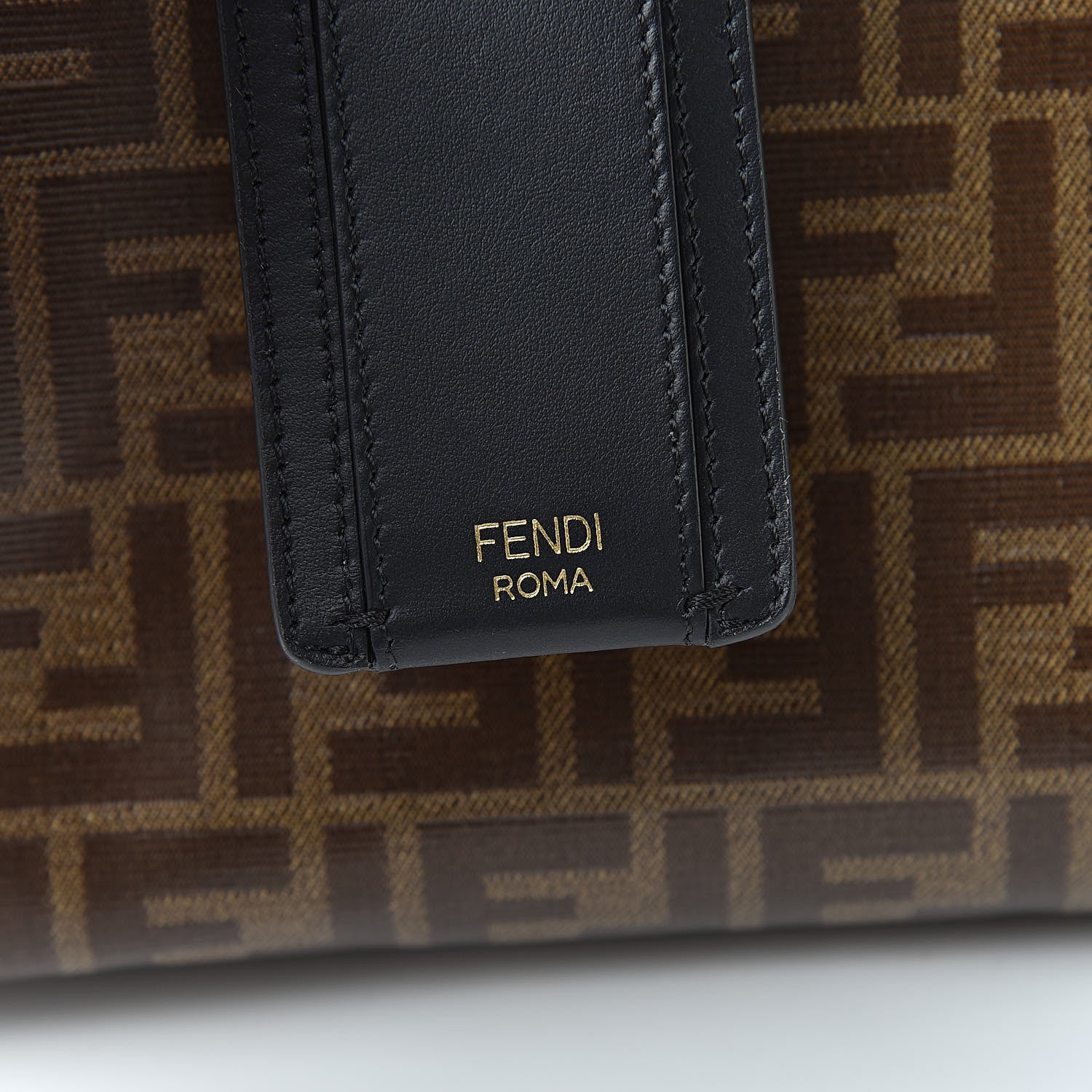 Fendi Glazed Fabric Vitello Century FF 1974 Stamp Patch Medium Peekaboo Defender Cover Mogano Panna Black 6 of 8
