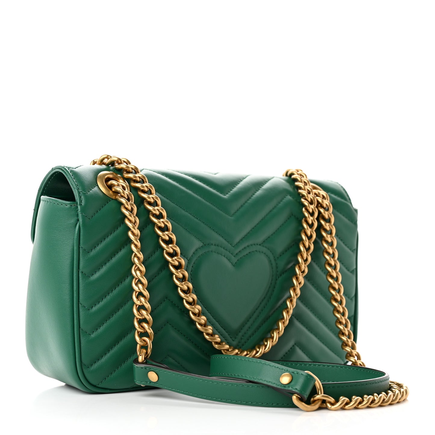 Calfskin Matelasse Small GG Marmont Shoulder Bag Emerald Green