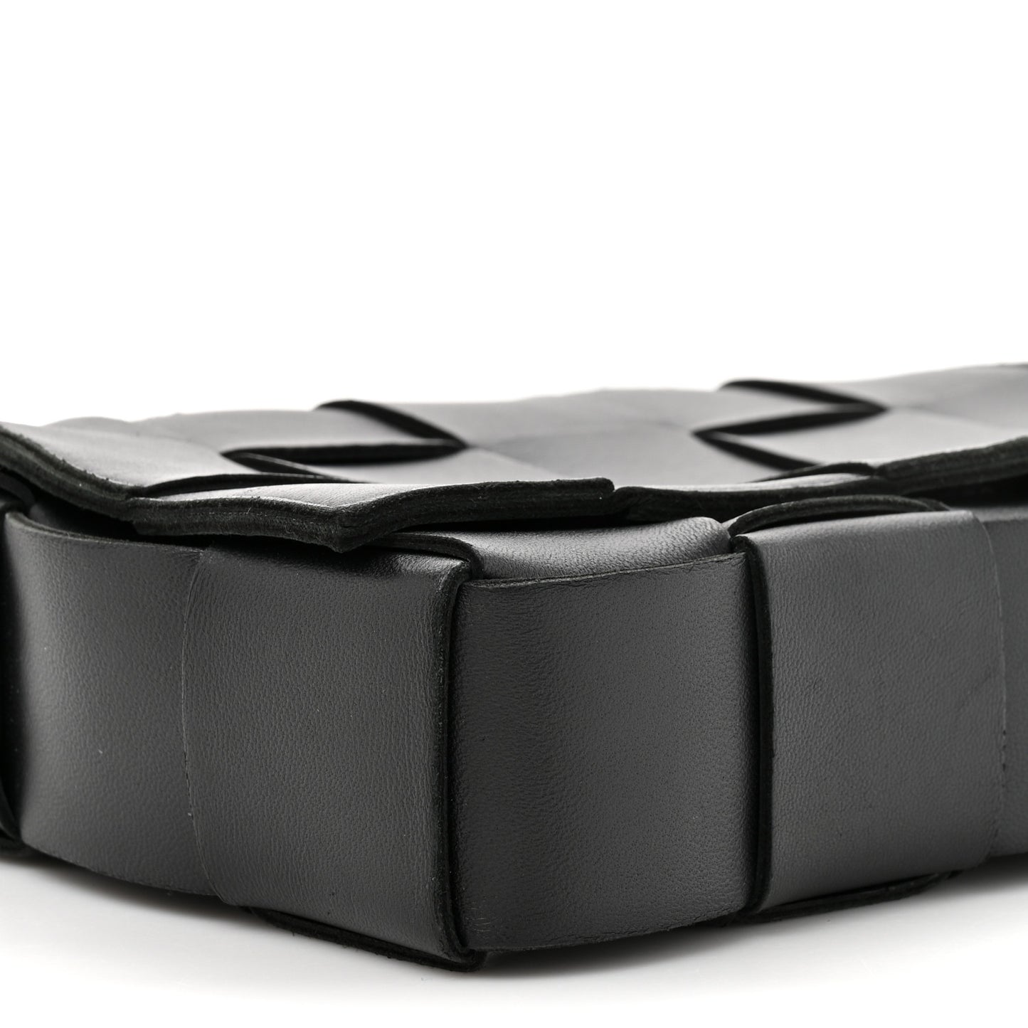 Lambskin Maxi Intrecciato Cassette Crossbody Bag Black