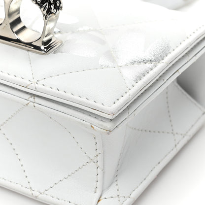 Alexander McQueen Lambskin Quilted Graffiti Skull Knuckle Crossbody White 12 of 15