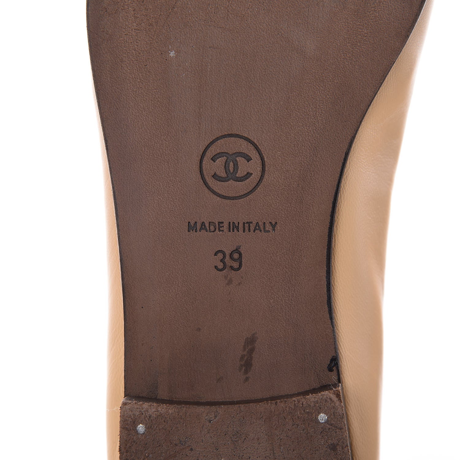 Chanel Lambskin Cap Toe CC Ballerina Flats 39 Beige Black 8 of 16