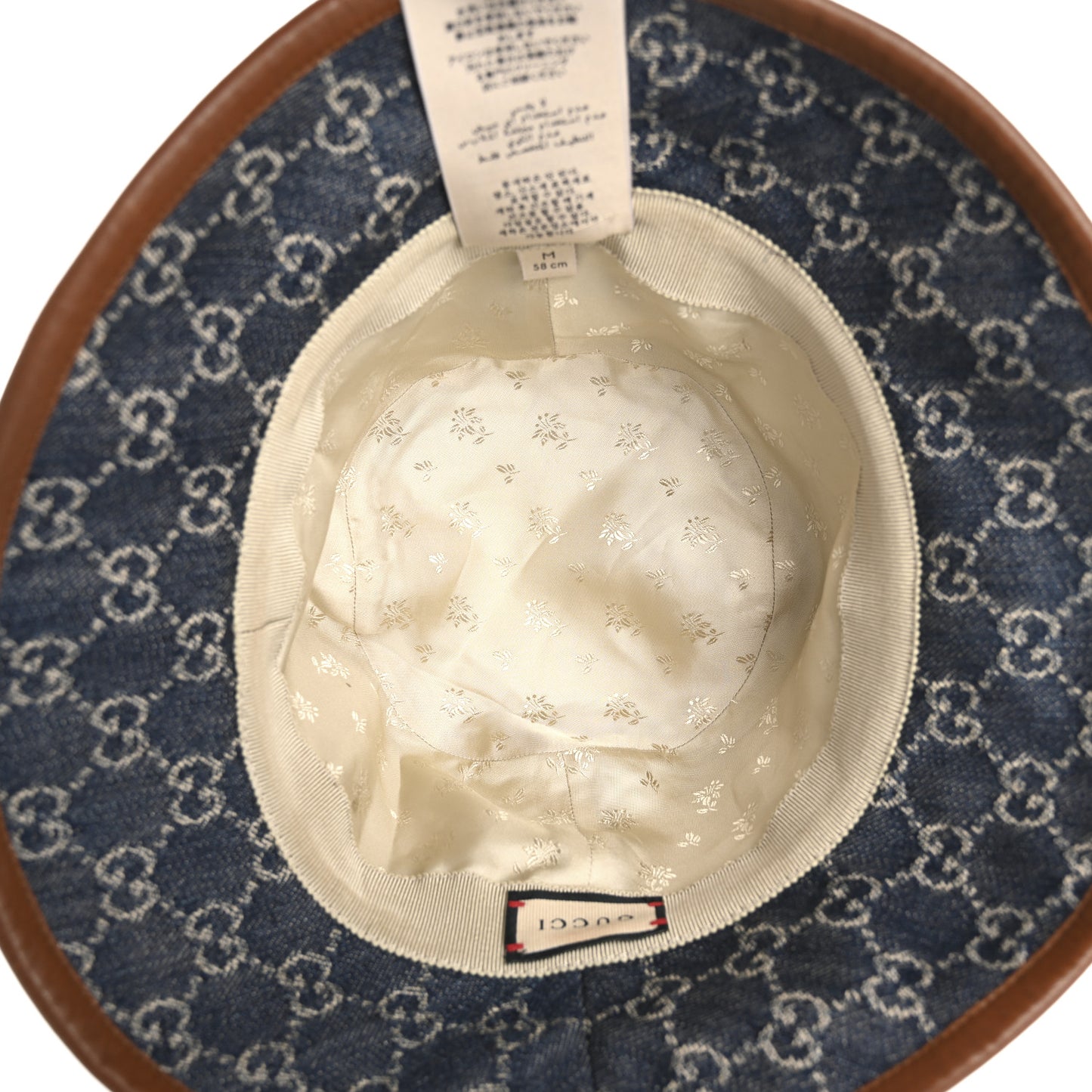 Washed Jacquard Denim Nappa GG Monogram Oscar Bucket Hat M Denim Cuir