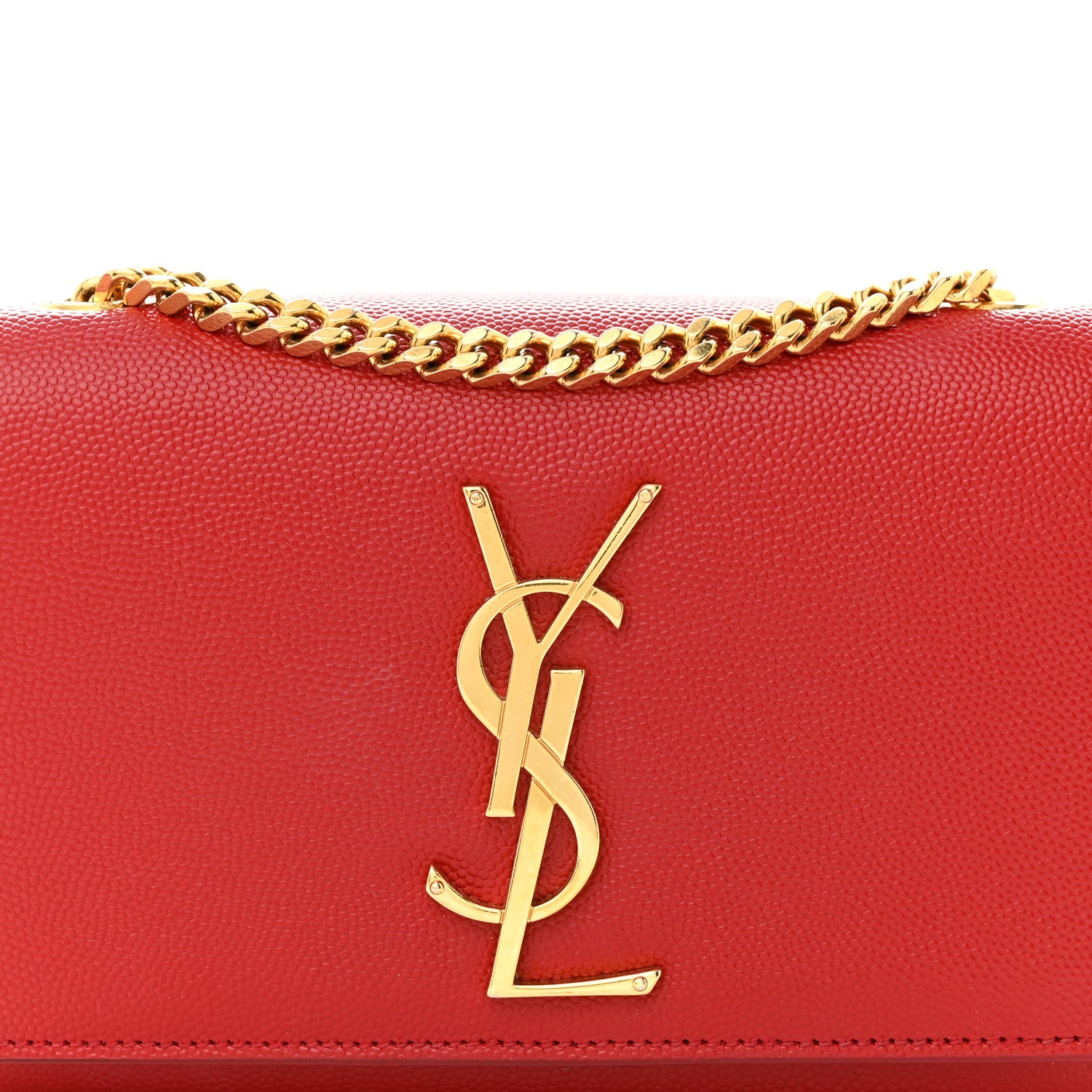 Saint Laurent Grain De Poudre Small Monogram Kate Satchel Red 7 of 12