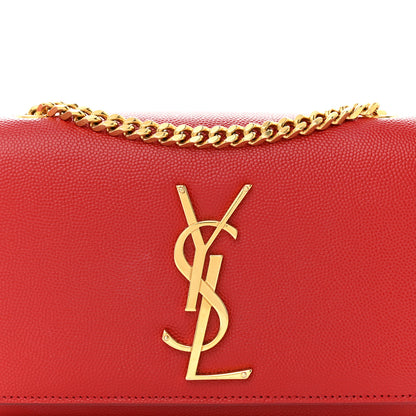 Saint Laurent Grain De Poudre Small Monogram Kate Satchel Red 7 of 12