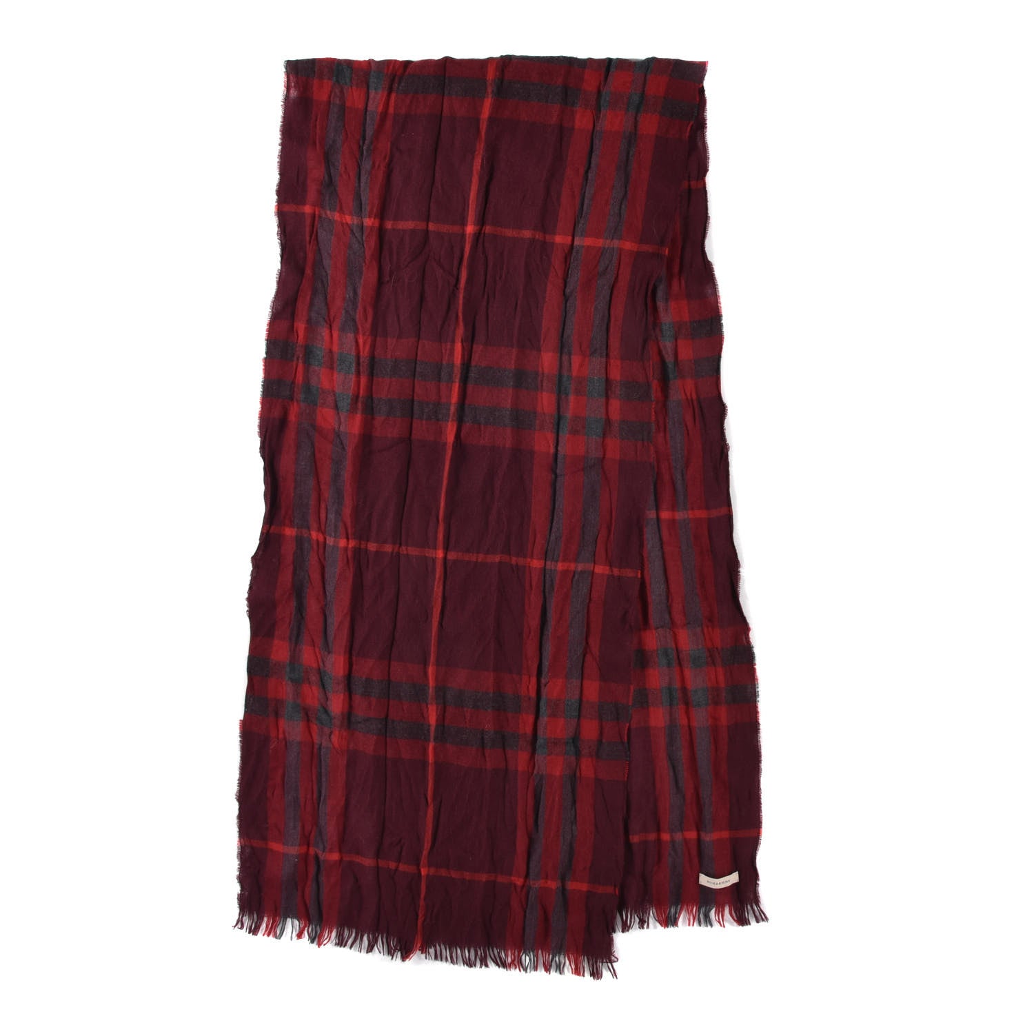 Burberry Wool Giant Check Scarf Dark Red 2 of 3