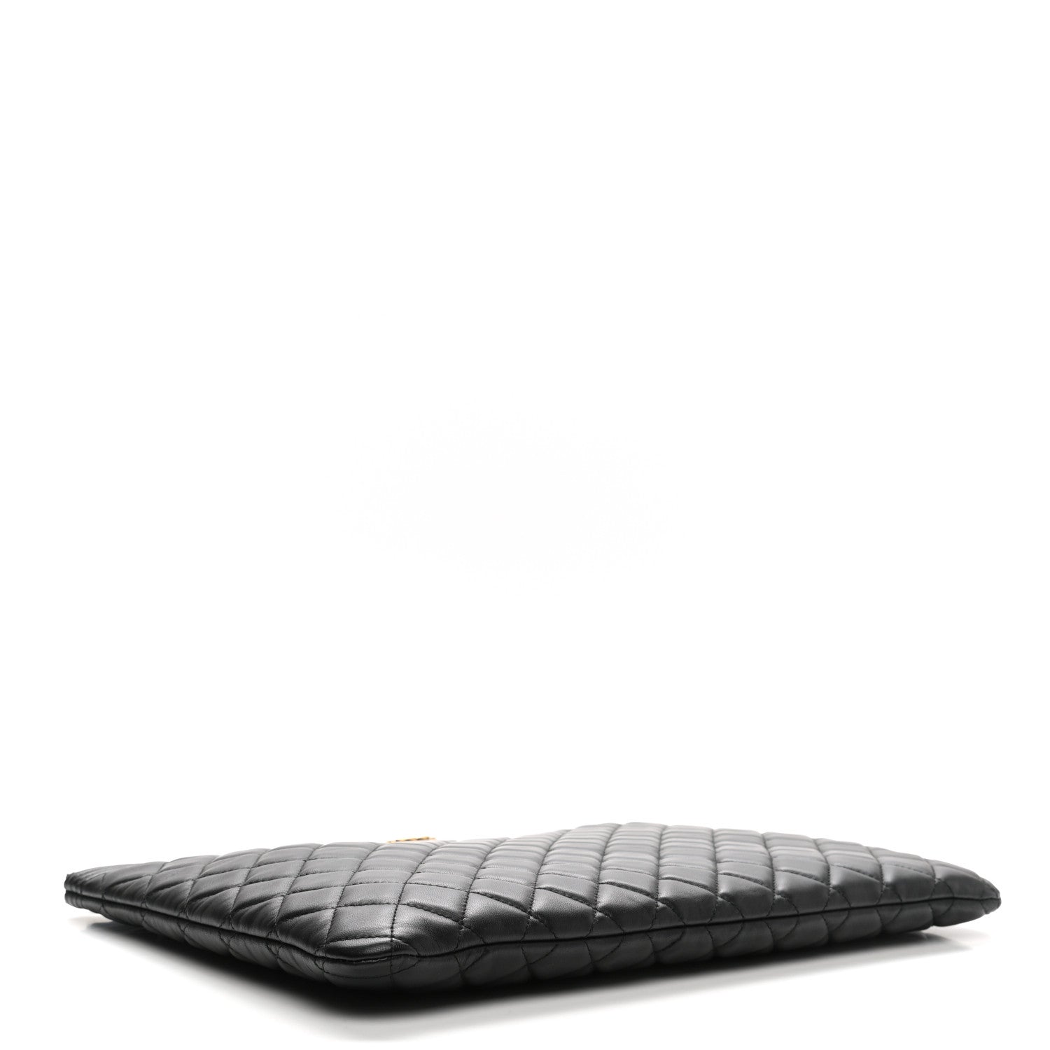Chanel Lambskin Quilted Large Boy Zip Pouch Black 4 of 8