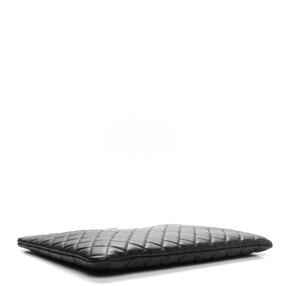 Chanel Lambskin Quilted Large Boy Zip Pouch Black 4 of 8