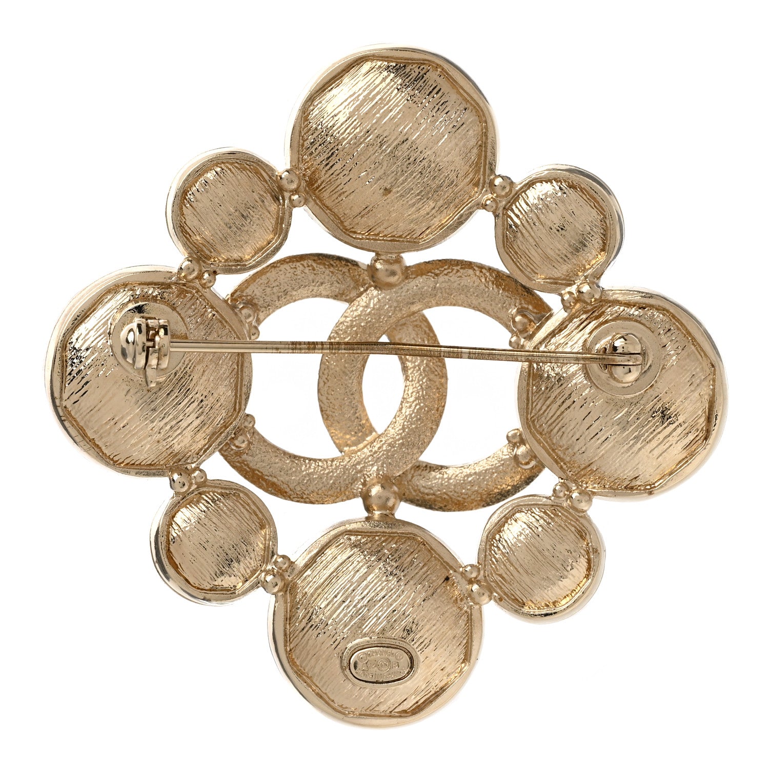 Chanel Crystal Large CC Quilted Logo Brooch Gold 3 of 6