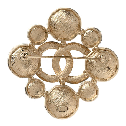 Chanel Crystal Large CC Quilted Logo Brooch Gold 3 of 6