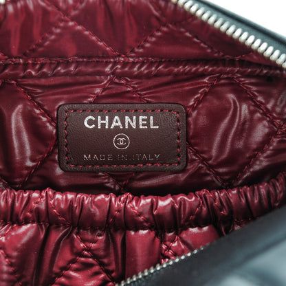 Chanel Lambskin Quilted Curvy Pouch Cosmetic Case Black 6 of 7