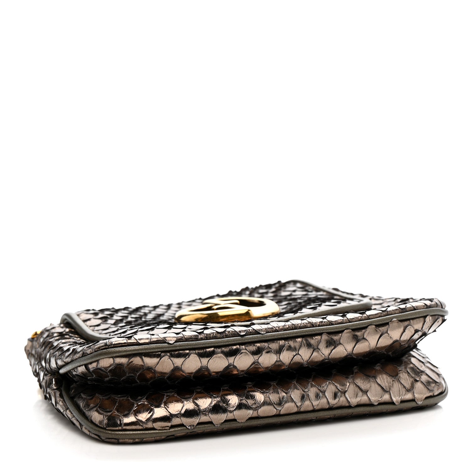 Gucci Snakeskin Small 1973 Chain Shoulder Bag Gunmetal 4 of 13