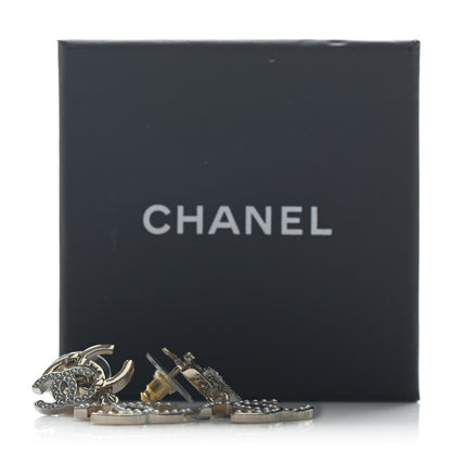 Chanel Crystal Pearl Double CC Drop Earrings Gold Silver 5 of 5