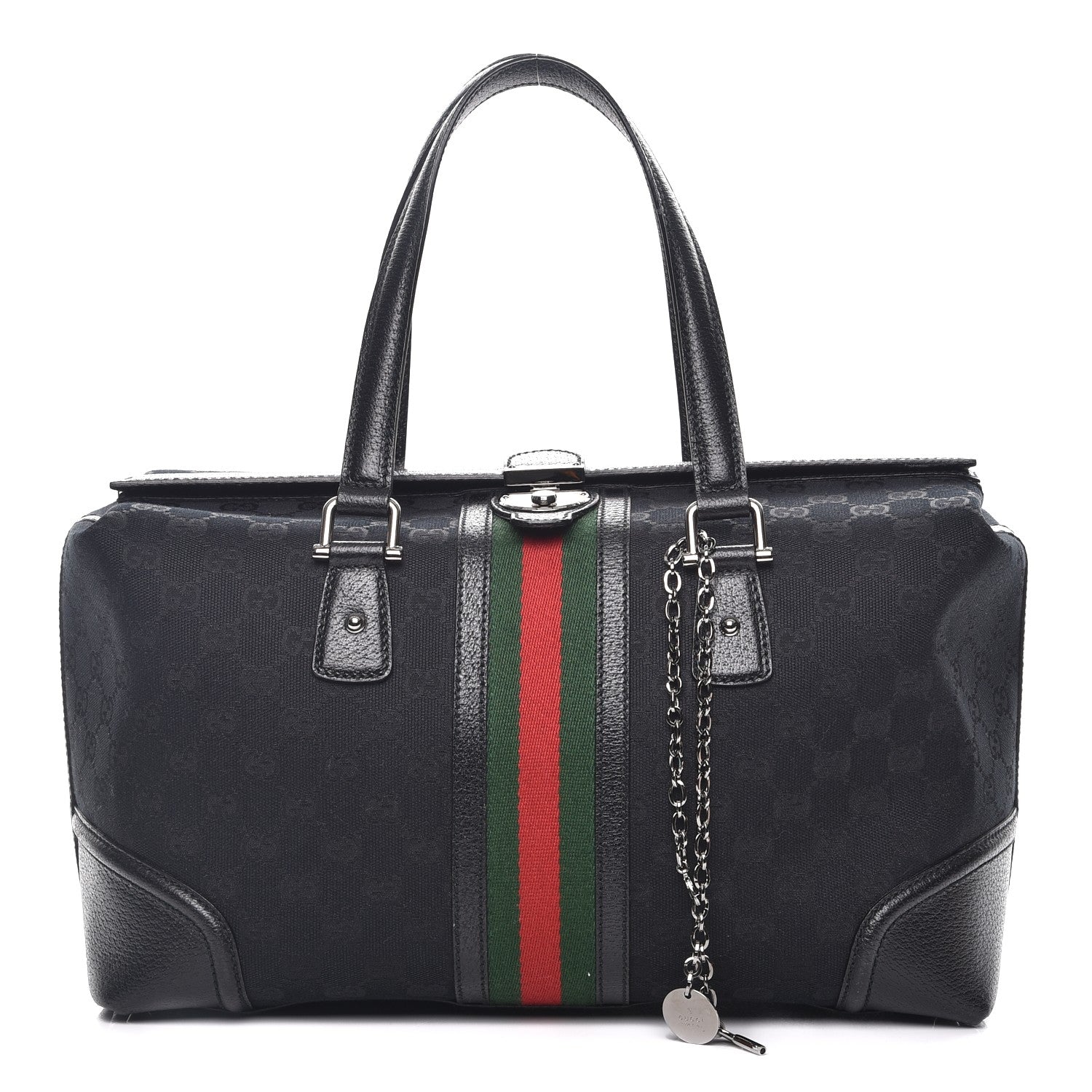 Gucci Monogram Large Treasure Boston Tote Black 1 of 7