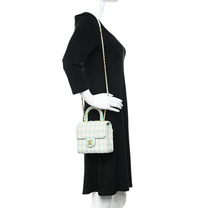 Chanel Tweed Handle Crush Top Handle Flap Bag Light Blue Ecru 2 of 10