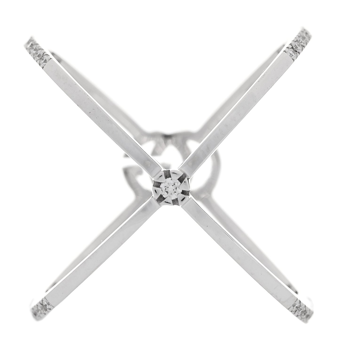18K White Gold Diamond Running G Cross Ring 51 5.75