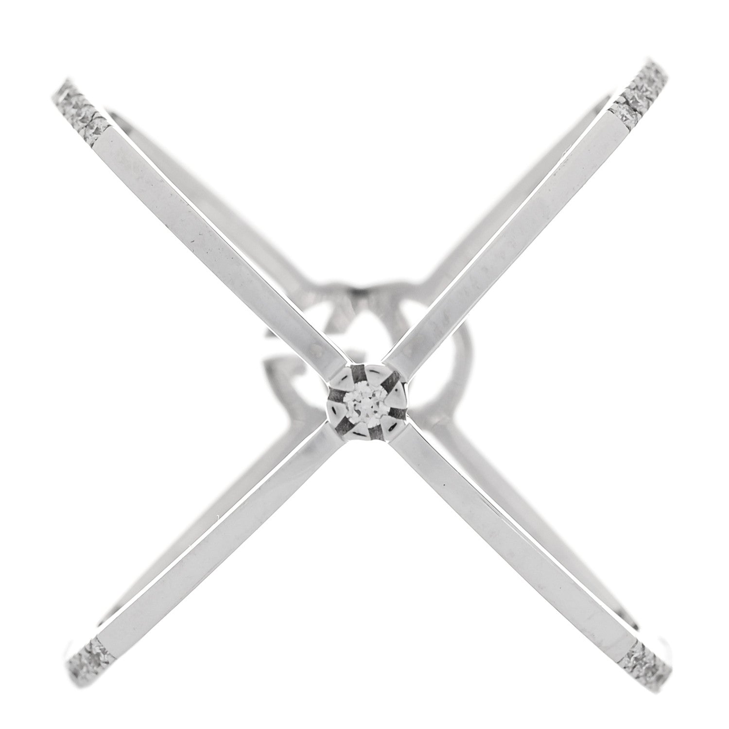 Gucci 18K White Gold Diamond Running G Cross Ring 51 5.75 3 of 4