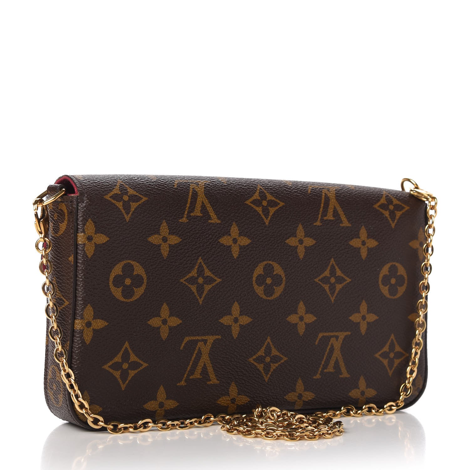 Louis Vuitton Monogram Pochette Felicie Chain Wallet Fuchsia 3 of 13