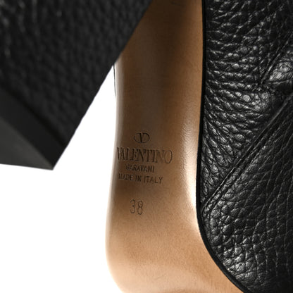 Valentino Garavani Pebbled Calfskin Rockstud Single Buckle 90mm Block Heel Ankle Boots 38 Black 7 of 10