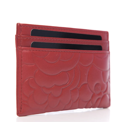 Chanel Lambskin Camellia Embossed Card Holder Red 2 of 8