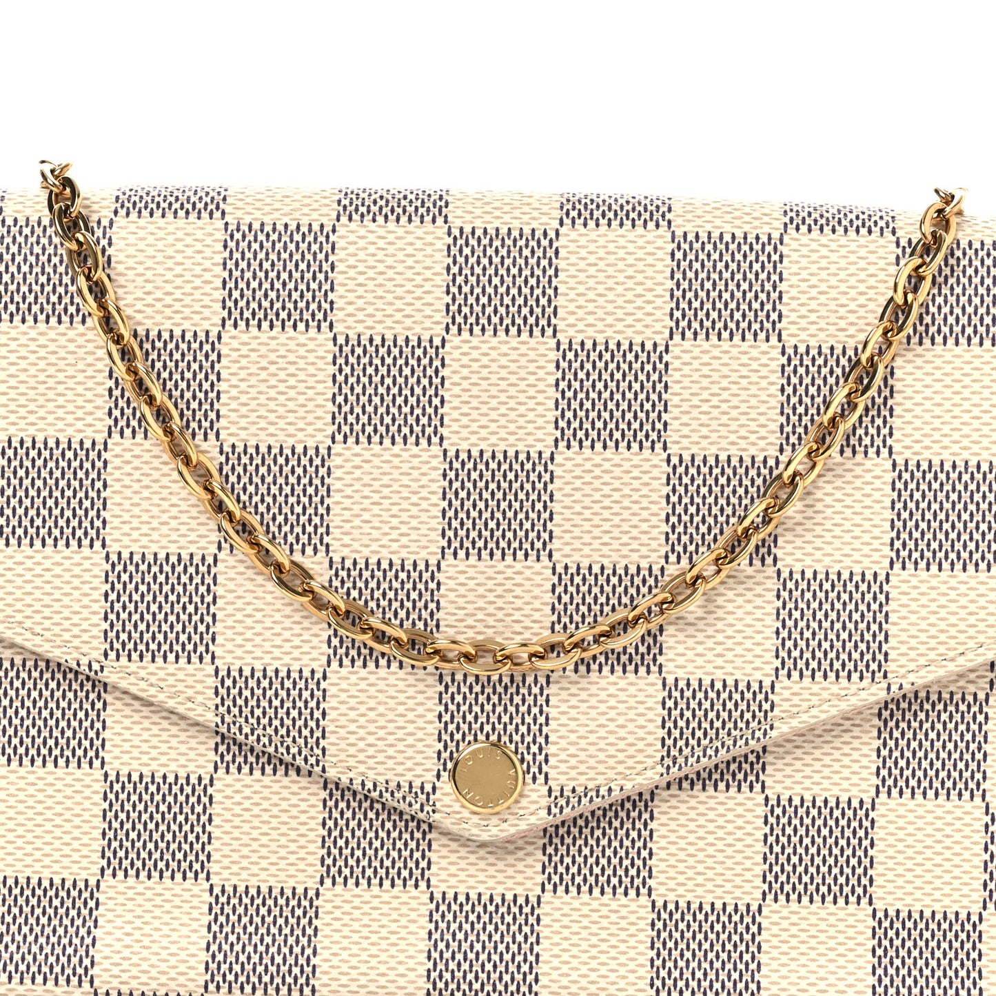 Damier Azur Pochette Felicie Chain Wallet Rose Ballerine Rose Ballerine