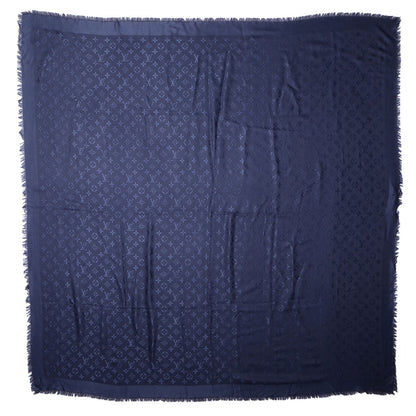 Louis Vuitton Wool Silk Monogram Shawl Blue Nuit 3 of 5