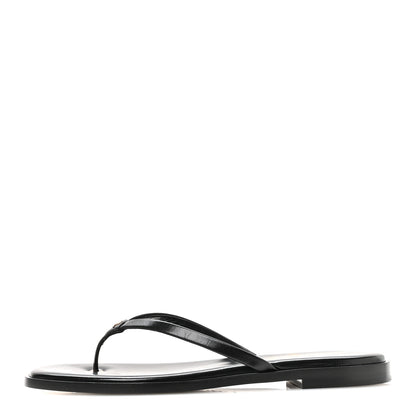 Chanel Goatskin Times Square Thong Sandals 39.5 Black 1 of 9