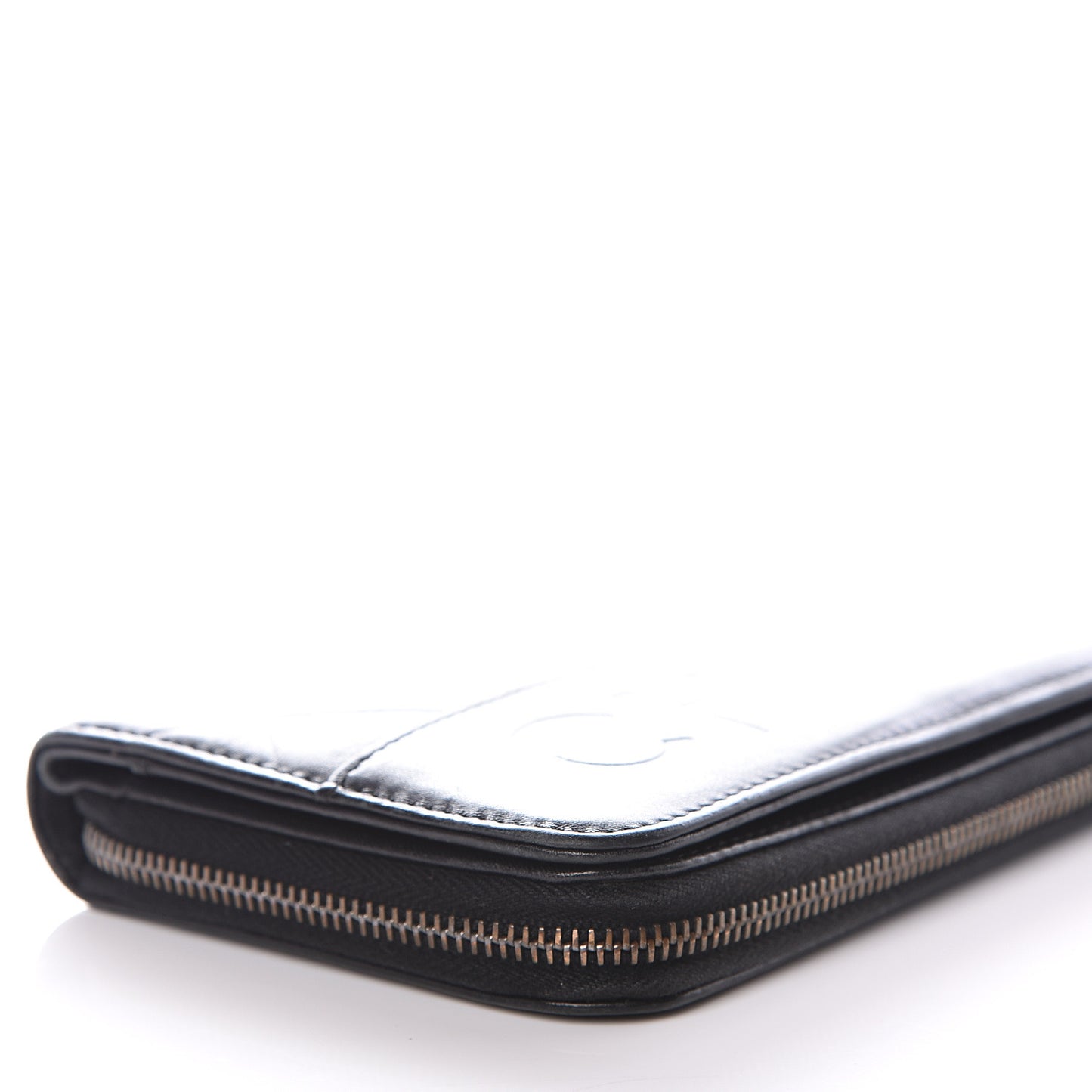 Lambskin Embossed Logo Wallet Black