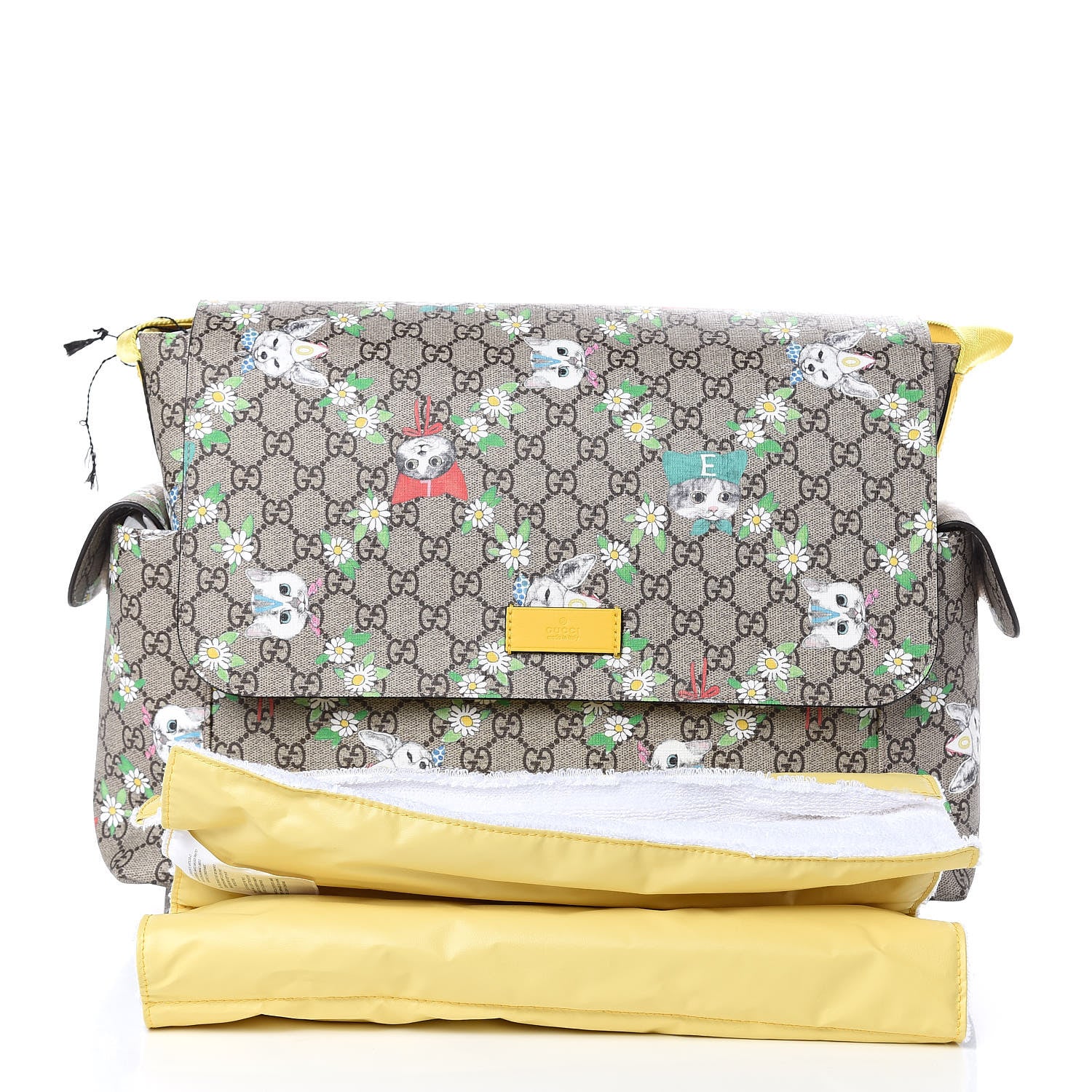 Gucci GG Supreme Monogram Love Pets Diaper Bag Yellow 3 of 11