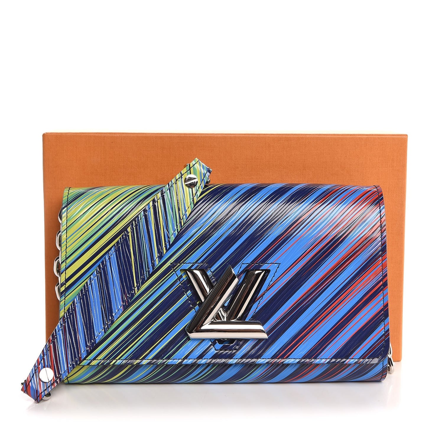 Epi Tropical Printed Twist Chain Wallet Vert Rouge