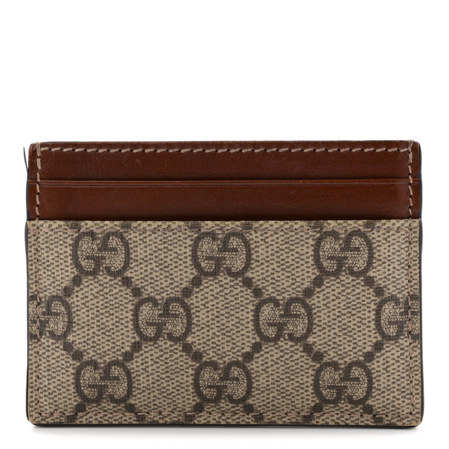 GG Supreme Monogram Calfskin Card Holder Beige Ebony Cuir