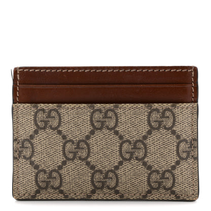 Gucci GG Supreme Monogram Calfskin Card Holder Beige Ebony Cuir 1 of 10