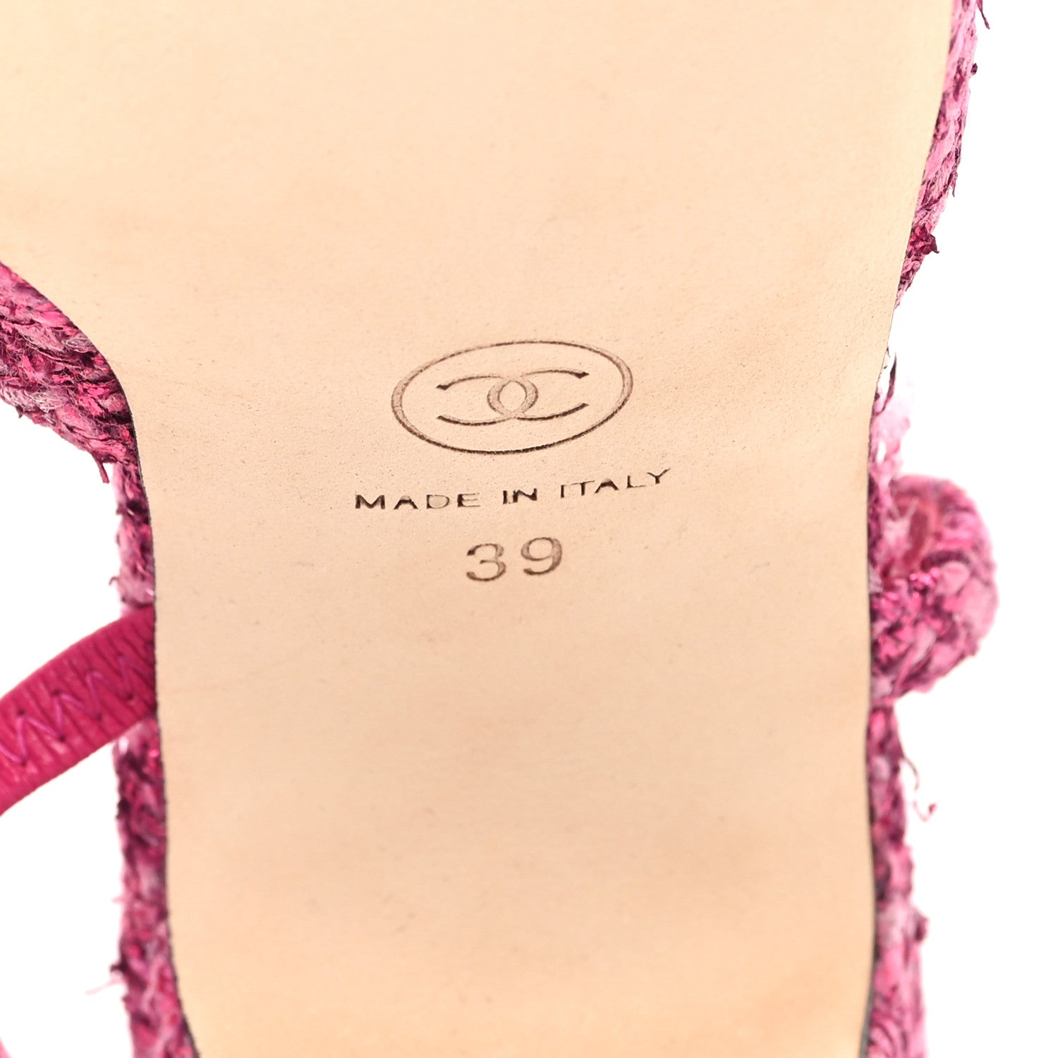 Chanel Tweed Grosgrain Cap Toe CC Slingback Pumps 39 Pink Black 7 of 10