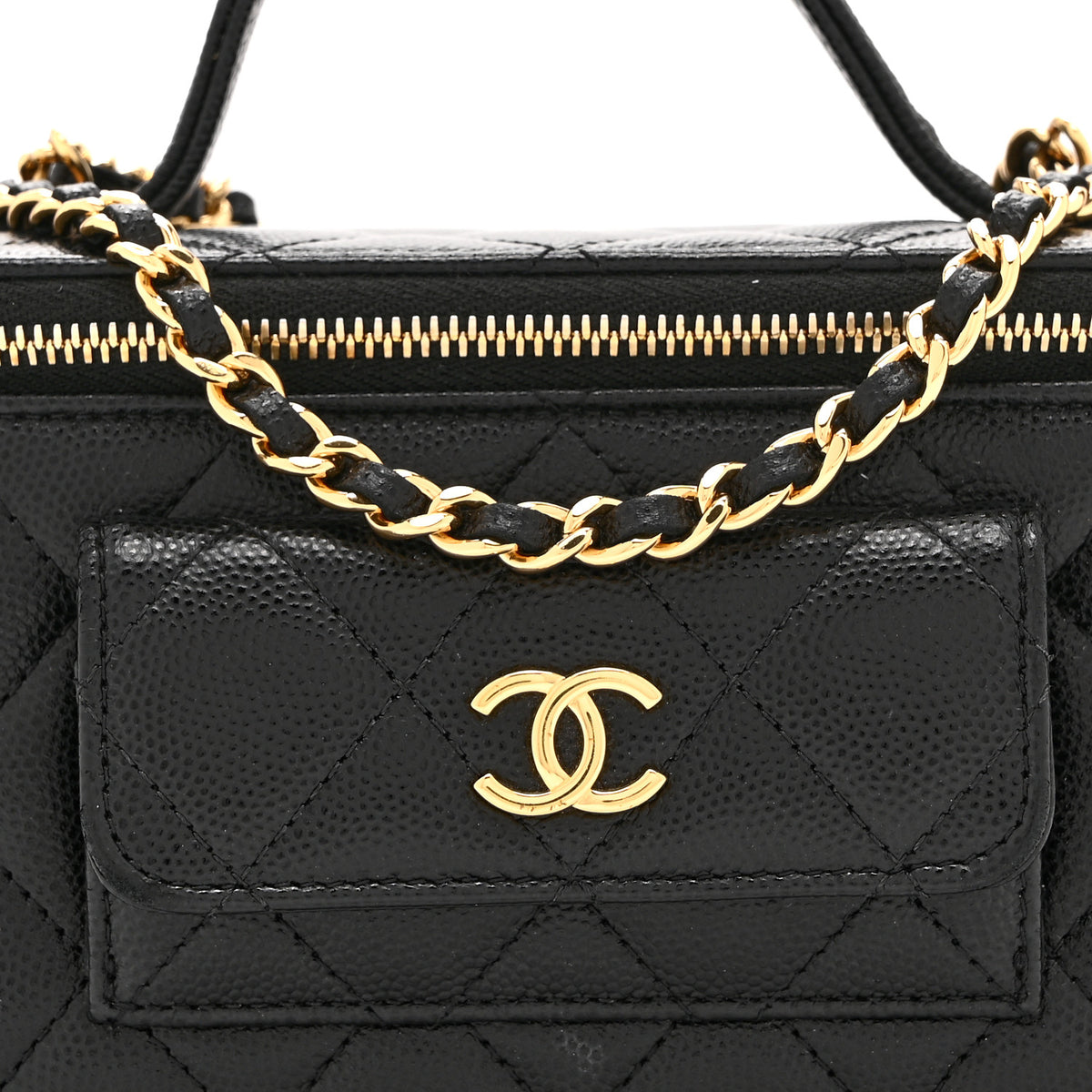 Chanel Caviar Quilted Polly Pocket East West Top Vanity With Chain Black 9 of 11