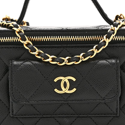 Chanel Caviar Quilted Polly Pocket East West Top Vanity With Chain Black 9 of 11