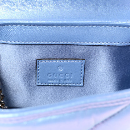 Gucci Iridescent Nappa Chevron Matelasse Super Mini GG Marmont Shoulder Bag Mindful Azure 6 of 11