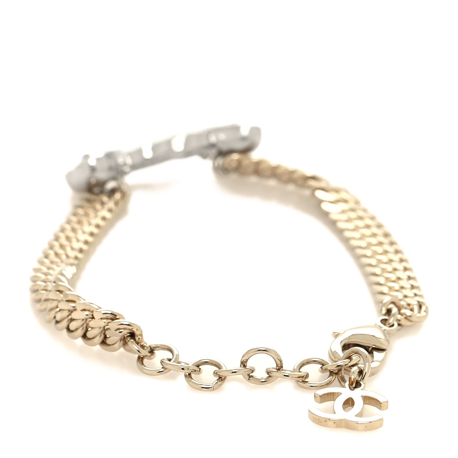 Chanel Crystal CC Heart Chain Bracelet Gold 3 of 5