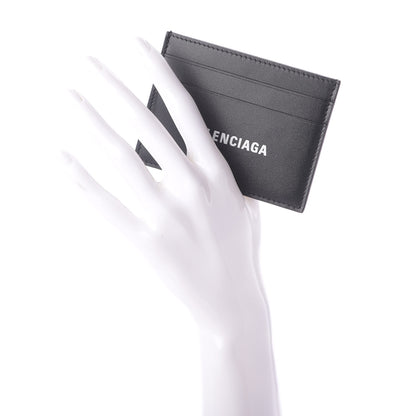 Balenciaga Flat Calfskin Logo Cash Card Holder Black White 2 of 8