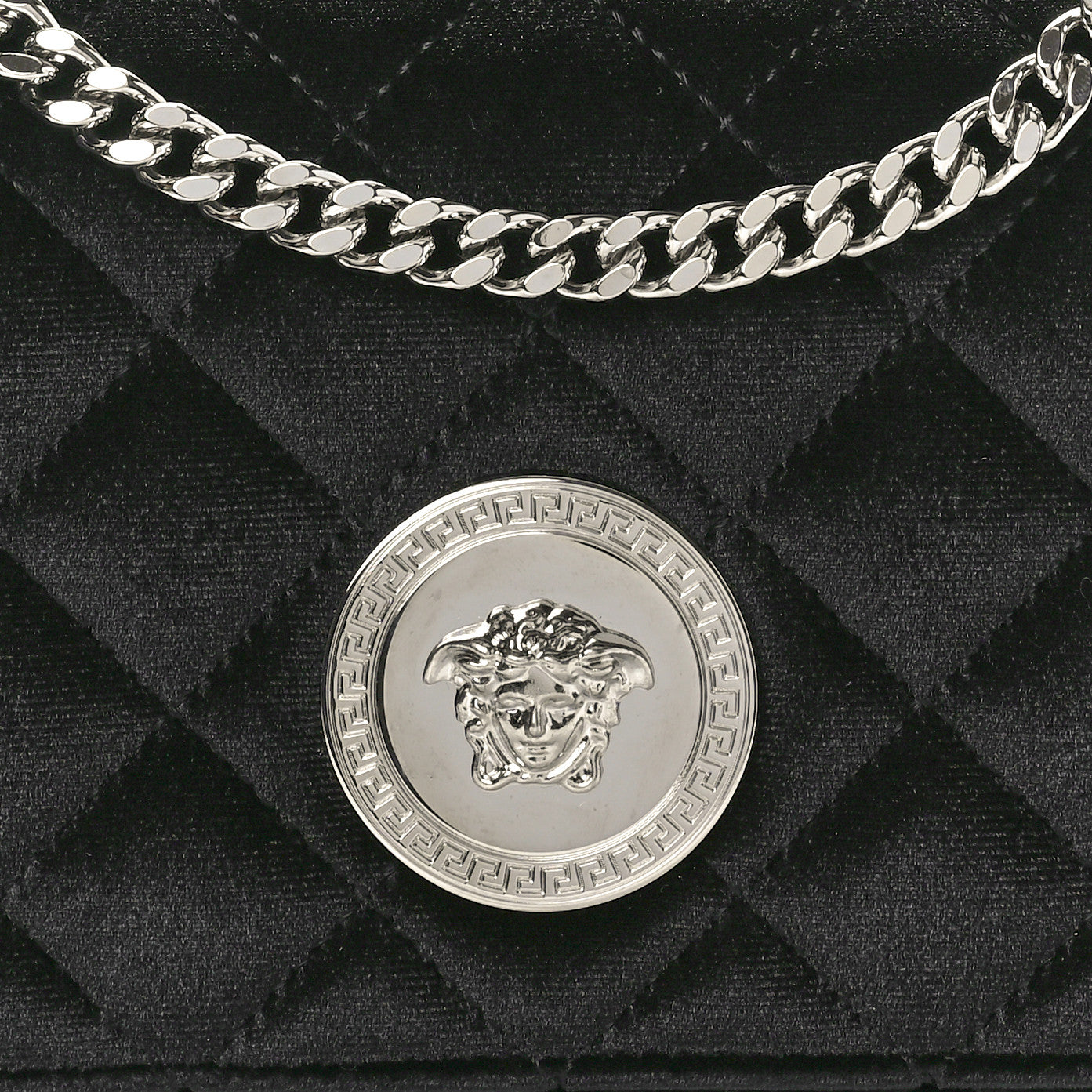 Velvet Quilted Icon Crossbody Bag Black